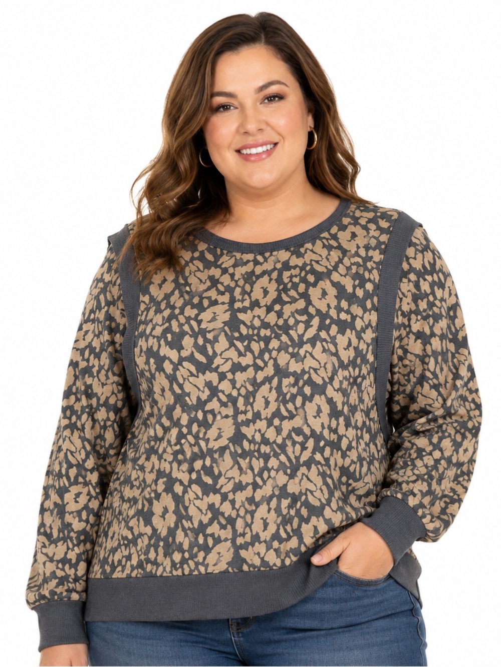 Be Stage USA Made Women's Animal Print Blouse Soft Cozy Casual Sz 1X